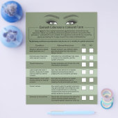Eyelash Extensions Liability Waiver Green Salon Flyer (Enkel)