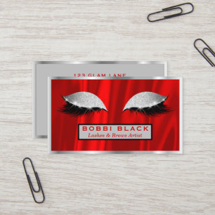 Eyelash Extensions Makeup Red Silver Grey Visitekaartje