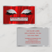 Eyelash Extensions Makeup Red Silver Grey Visitekaartje (Voorkant / Achterkant)