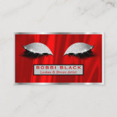 Eyelash Extensions Makeup Red Silver Grey Visitekaartje (Voorkant)