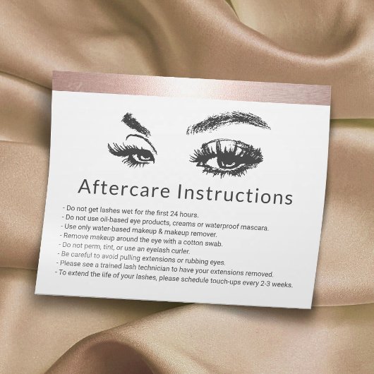 Eyelash Extensions Roos Gold Border Aftercare Flyer