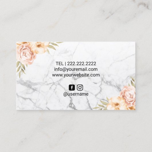 Eyelash Extensions Salon  Floral Marble Visitekaartje (Achterkant)