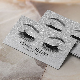 Eyelash Extensions Silver Glitter Beauty Salon Visitekaartje
