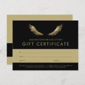 Eyelash Gold Wings Black Cadeaubon Voucher Briefkaart (Voorkant / Achterkant)
