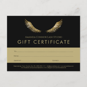 Eyelash Gold Wings Black Cadeaubon Voucher Briefkaart