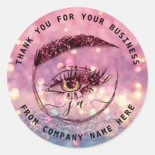 Eyelash Logo Name Holograaf Dank Monogram Roos Ronde Sticker