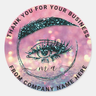 Eyelash Logo NameDank Glitter Holografen Ronde Sticker