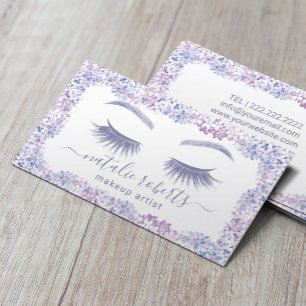Eyelash Makeup Artist Lavender Floral Beauty Salon Visitekaartje