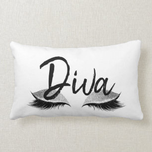 Eyelash Makeup Diva Modern Black en White Kussen