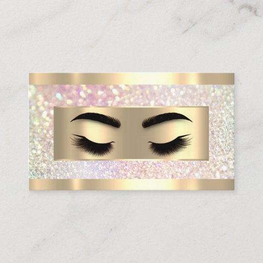 Eyelash Makeup Holograaf QR Code Logo Glitter Visitekaartje (Voorkant)