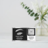 Eyelash-microblade QRCODE Aftercare BlackWhiteGrey Visitekaartje (Staand voorkant)