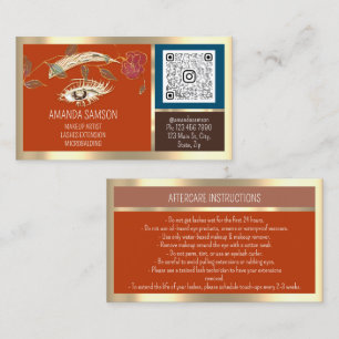 Eyelash Microblade QRCODE Aftercare Brown RoseGold Visitekaartje
