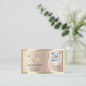 Eyelash-microblade QRCODE Aftercare RoseGold-Lijst Visitekaartje (Staand voorkant)