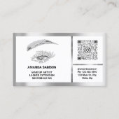Eyelash-microblade QRCODE Aftercare Silver White Visitekaartje (Voorkant)