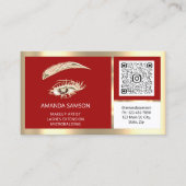 Eyelash QR CODE Aftercare Red Gold Visitekaartje (Voorkant)