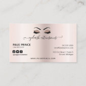Eyelash Tech Lash Stylist Blush Pink Glitter Drip Visitekaartje (Achterkant)