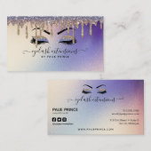 Eyelash Tech Lash Stylist Gold Blue Glitter Drip B Visitekaartje (Voorkant / Achterkant)