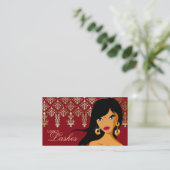 Eyelash Visitekaartje Indische Vrouw Gold Bourgogn (Staand voorkant)