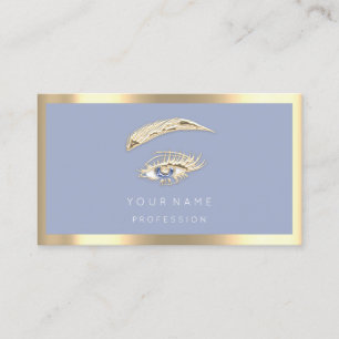 Eyelashes Brow Makeup Logo Qr Code Blue Gold Lijst Visitekaartje