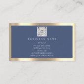 Eyelashes Brow Makeup Logo Qr Code Blue Navy Gold Visitekaartje (Achterkant)