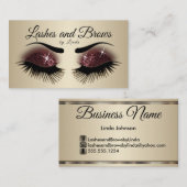 Eyelashes en Brows - Bourgogne Glitter Visitekaartje (Voorkant / Achterkant)