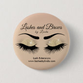 Eyelashes en Brows - Geel Glitter Ronde Button 5,7 Cm (Voorkant)