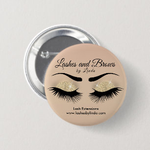 Eyelashes en Brows - Geel Glitter Ronde Button 5,7 Cm