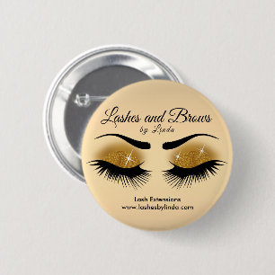 Eyelashes en Brows - Glitter Gold Ronde Button 5,7 Cm