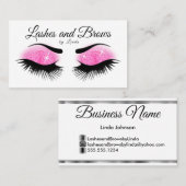 Eyelashes en Brows - Hot Pink Glitter Visitekaartje (Voorkant / Achterkant)