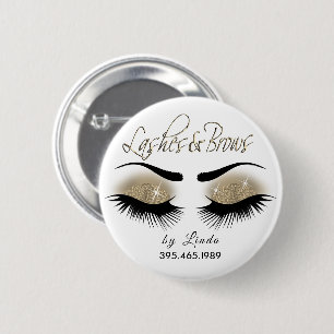 Eyelashes en Brows - Licht goud Ronde Button 5,7 Cm