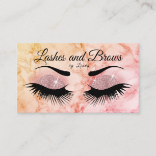 Eyelashes en Brows - Roos Gold Glitter en marmer Visitekaartje