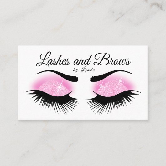 Eyelashes en Brows - Roze glitter Visitekaartje (Voorkant)