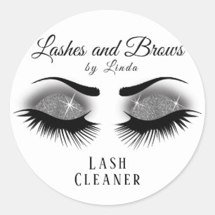 Eyelashes Extension Cleaner Design - Silver Ronde Sticker