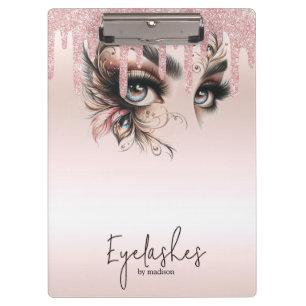 EyeLashes Glam Champagne Dripping Glitter Notitieb Klembord