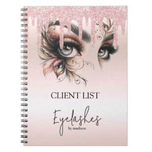 EyeLashes Glam Champagne Dripping Glitter Notitieb Notitieboek