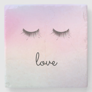 Eyelashes houdt van Paarse roze kleurstof Stenen Onderzetter