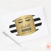 Eyelashes Logo Makeup Artiest Gold Stripes Ovale Sticker (Envelop)