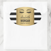 Eyelashes Logo Makeup Artiest Gold Stripes Ovale Sticker (Tas)