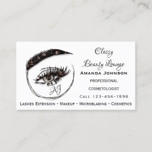 Eyelashes Makeup Microblade Logo QrCode Brown Visitekaartje
