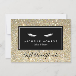 Eyelashes met Gold Glitter Gift Certificate