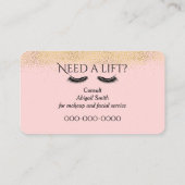 Eyelashes met Gold Glitter op Roze Visitekaartje (Achterkant)