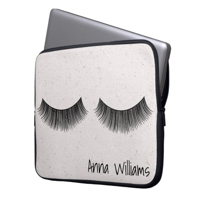 Eyelashes op Terrazzo Pattern Laptop Sleeve (Voorkant Links)
