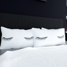 Eyes Asleep Black Wimpers White Pillow Hoesje Set