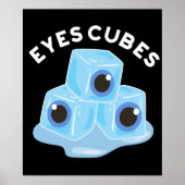 Eyes Cubes Funny Ice Pun Dark BG Poster (Voorkant)