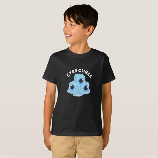 Eyes Cubes Funny Ice Pun Dark BG T-shirt (Voorkant volledig)