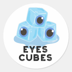 Eyes Cubes Funny Ice Pun Ronde Sticker