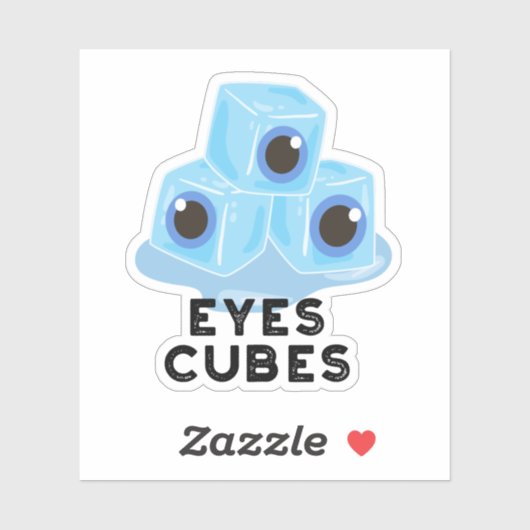 Eyes Cubes Funny Ice Pun Sticker (Vel)