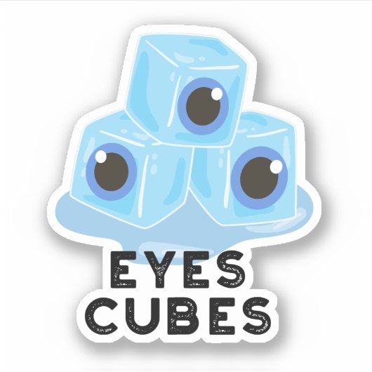 Eyes Cubes Funny Ice Pun Sticker (Voorkant)
