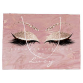 Eyes Lashes Makeup Bridal Name Glitter roze marmer Groot Cadeauzakje (Achterkant)