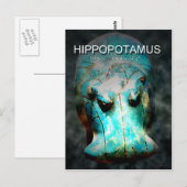 EYGPTIAN BLUE HIPPO BRIEFKAART (Voorkant / Achterkant)